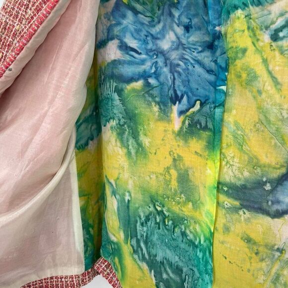 Jonofui Women's Tweed 3/4 Sleeve Lined Blazer Jacket‎ Pink Medium Silk lining - Picture 3 of 16